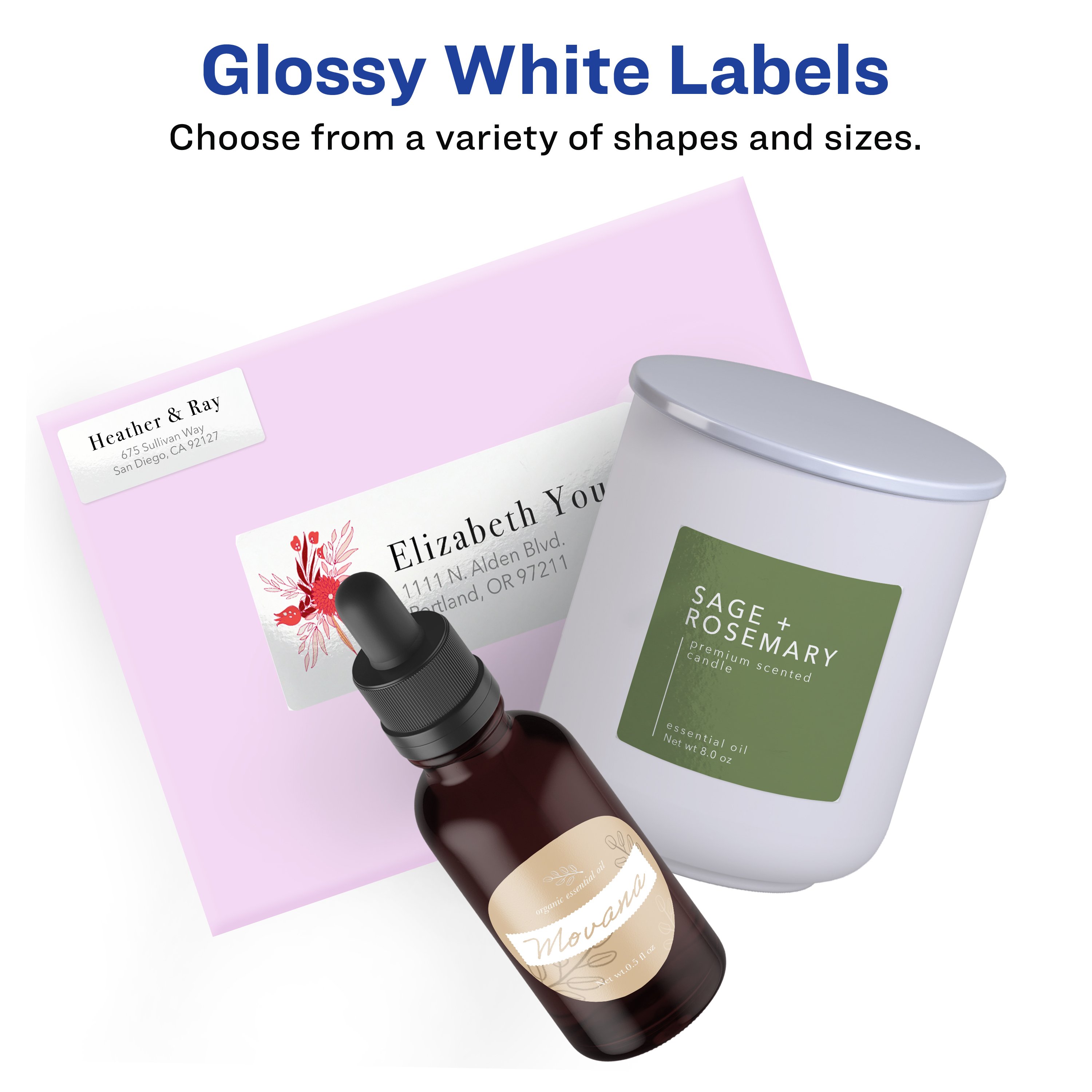 Return Address Labels, Glossy White, 2/3